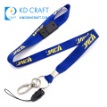 Hot sale promotional custom imprinted ribbon polyester double clip cheap screen logo printing on lanyards with buckle adjustable